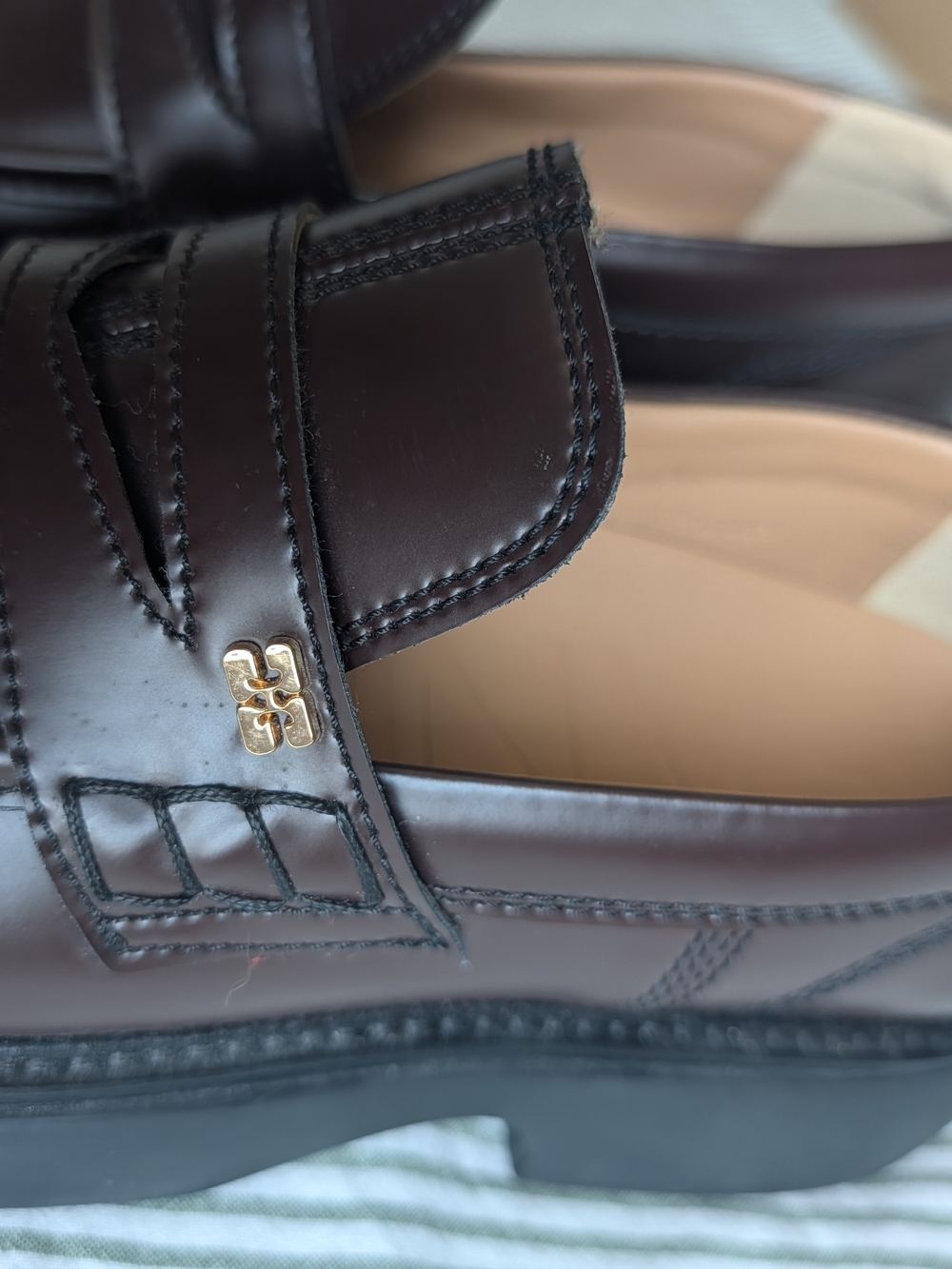 Ganni Chocolate Brown Leather Penny Loafers - Picture 6 of 9